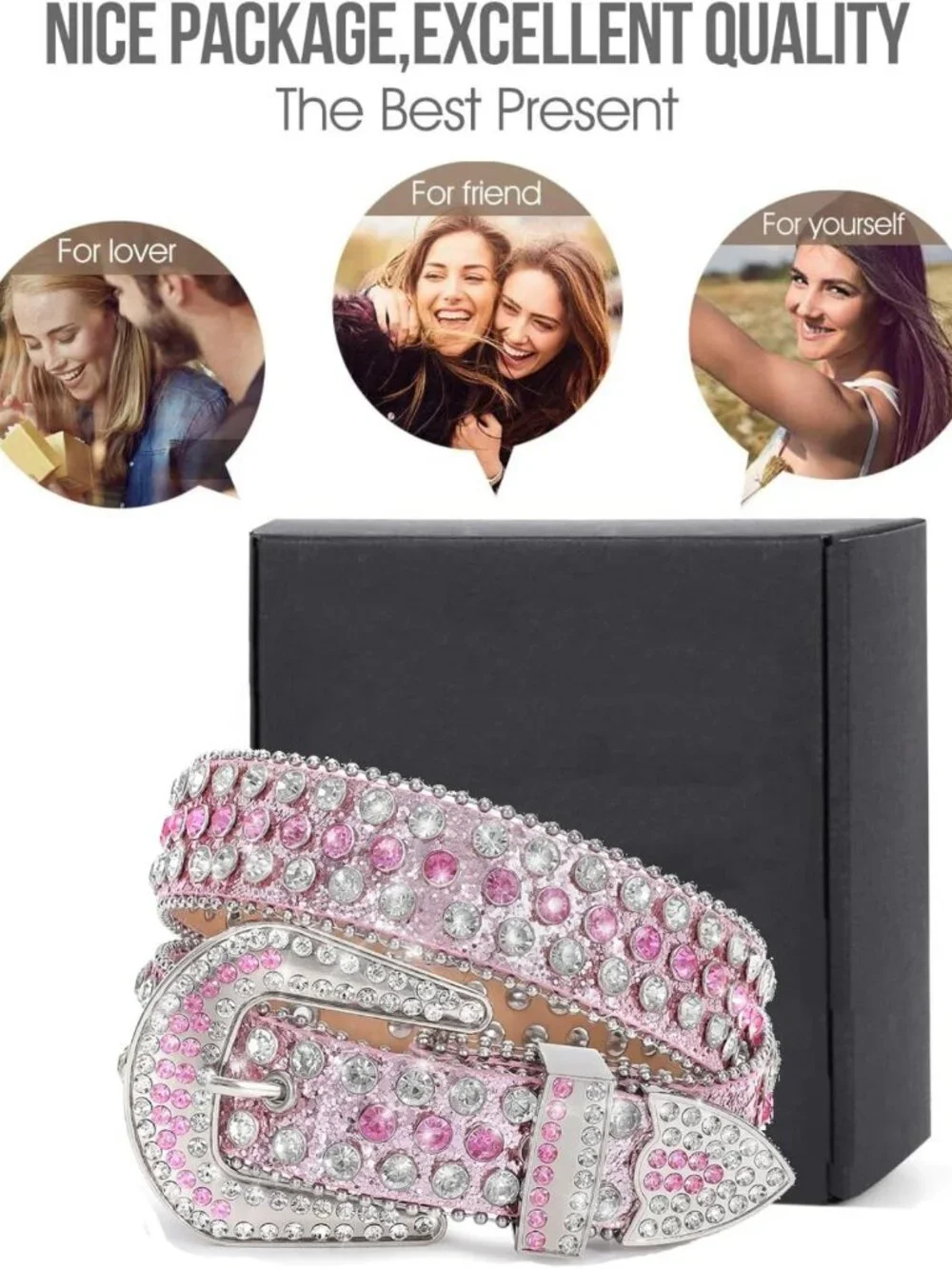 Y2K Style Studded Rhinestone Belt - Cowgirl Bling for Festivals & Gifts